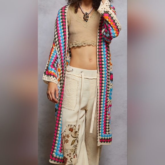 POL Cream Colorful Crochet Cardigan - Picture 2 of 4